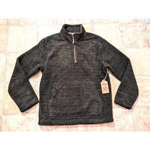 New Telluride Clothing Co sz S Pullover Fleece Sweater 1/4 zip green black t4